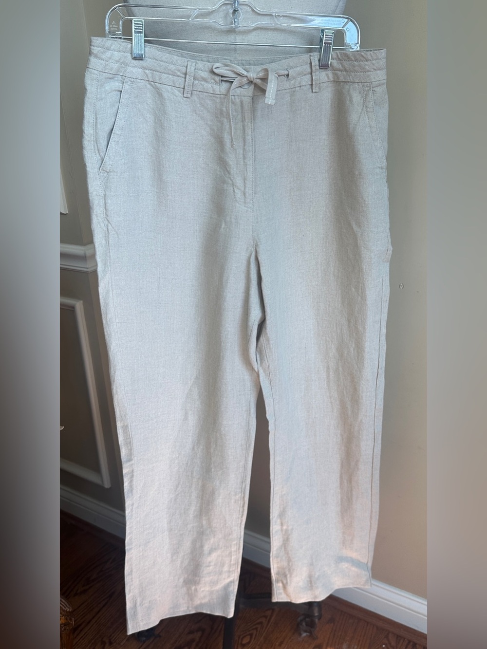 LL Bean 100%‎ Linen Classic Fit Khacki Pants, Size 12